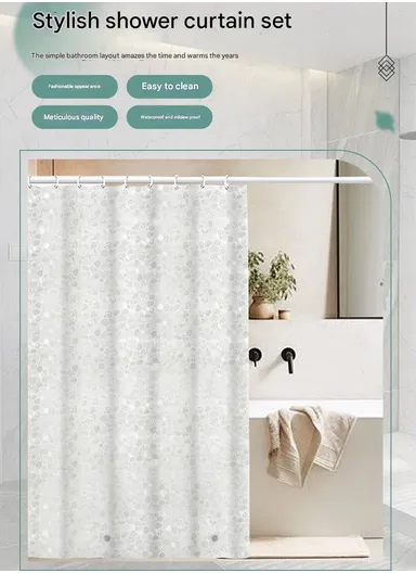 180x180cm EVA+PE 3D Gravel Embossed Design Shower Curtain For Bathrooms - Grey