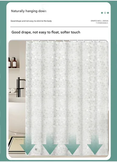 180x180cm EVA+PE 3D Gravel Embossed Design Shower Curtain For Bathrooms - Grey