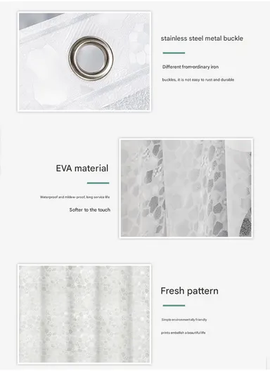 180x180cm EVA+PE 3D Gravel Embossed Design Shower Curtain For Bathrooms - Grey