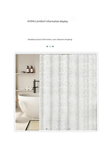180x180cm EVA+PE 3D Gravel Embossed Design Shower Curtain For Bathrooms - Grey
