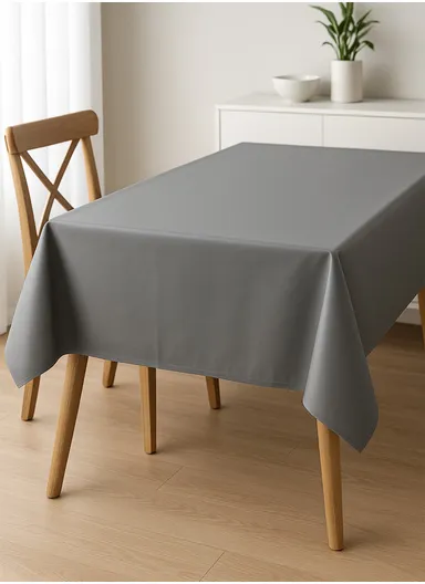 Waterproof &amp; Easy To Wash PEVA Tablecloth For Dining Table (L140 x W180)cm- Grey