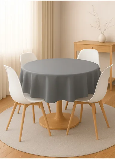 Waterproof &amp; Easy To Wash PEVA Tablecloth For Dining Table (L180 x W180)cm- Grey