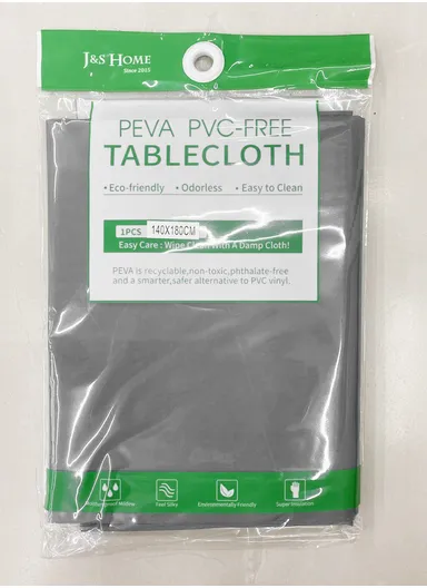 Waterproof &amp; Easy To Wash PEVA Tablecloth For Dining Table (L180 x W180)cm- Grey