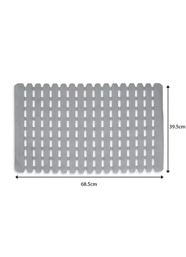 69x40cm Rubber Bath Shower Mat Anti-slip Drainage Floor Bathroom Stall Rug With Drain Hole - Grey