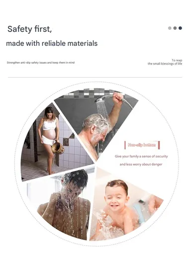 69x40cm Rubber Bath Shower Mat Anti-slip Drainage Floor Bathroom Stall Rug With Drain Hole - Grey