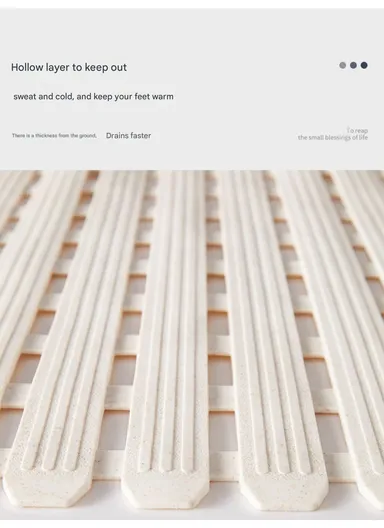 69x40cm Rubber Bath Shower Mat Anti-slip Drainage Floor Bathroom Stall Rug With Drain Hole - Grey