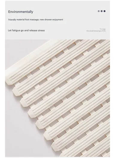 69x40cm Rubber Bath Shower Mat Anti-slip Drainage Floor Bathroom Stall Rug With Drain Hole - Grey