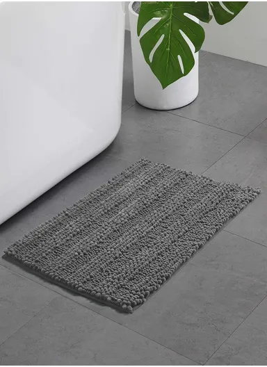 45x70 cm Chenille Bathroom Rug Mat, Thick &amp; thin, Absorbent Bath Rug Non-Slip Soft Plush Shaggy Bath Carpet Machine Wash Mats - Gray