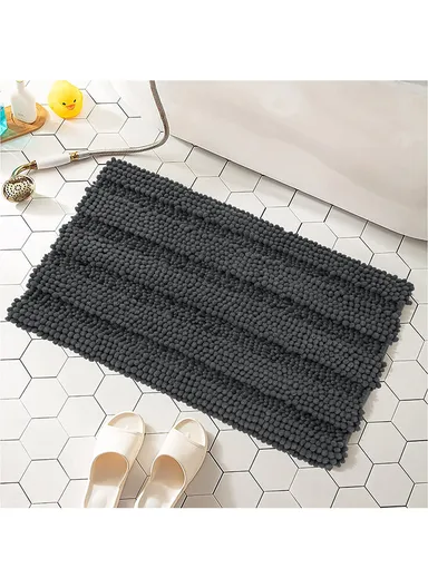 45x70 cm Chenille Bathroom Rug Mat, Thick &amp; thin, Absorbent Bath Rug Non-Slip Soft Plush Shaggy Bath Carpet Machine Wash Mats - Gray