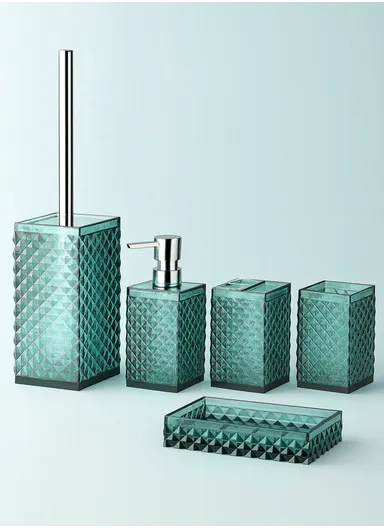 5 Pcs Acrylic Luxurious Bathroom Accessories Set JS5001 - Aqua Blue