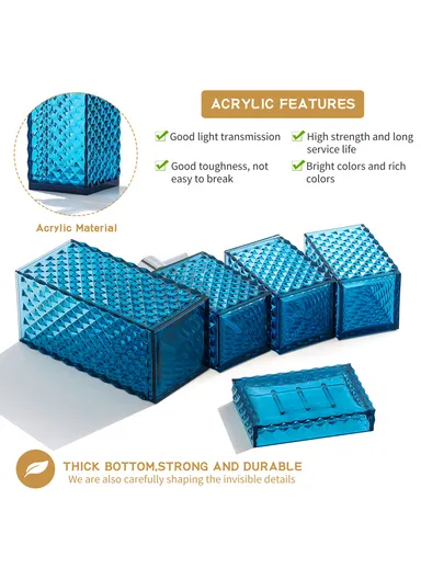 5 Pcs Acrylic Luxurious Bathroom Accessories Set JS5001 - Aqua Blue