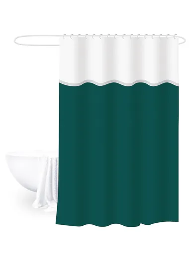 180x180cm EVA+PE Shower Curtain with Scalloped White Top For Bathrooms - Dark Green