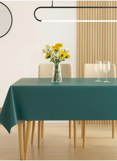 Waterproof &amp; Easy To Wash PEVA Tablecloth For Dining Table (L140 x W180)cm- Aqua Blue