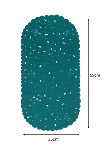 69x35cm Anti Bacterial Oval PVC Mat With Stone Pattern Design &amp; Anti Slip Suction Cups for Bathroom Floor - Green