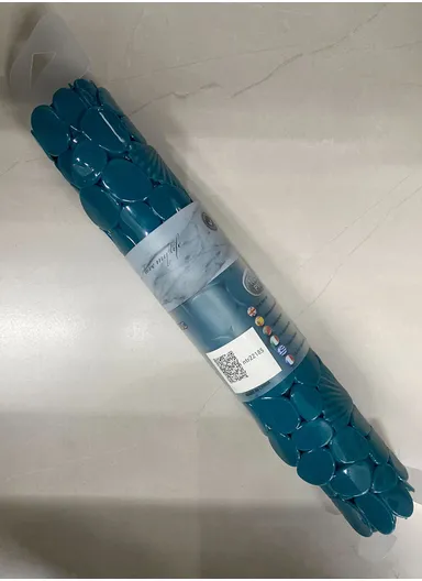 69x35cm Anti Bacterial Oval PVC Mat With Stone Pattern Design &amp; Anti Slip Suction Cups for Bathroom Floor - Green