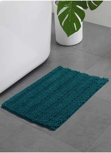 45x70 cm Chenille Bathroom Rug Mat, Thick &amp; thin, Absorbent Bath Rug Non-Slip Soft Plush Shaggy Bath Carpet Machine Wash Mats - Dark Green