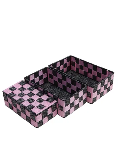 3 Pcs Woven Storage Basket Set, Multi-Size Organizing Bins for Bathroom or Bedroom - Turquoise