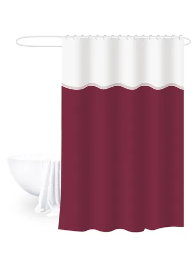 180x180cm EVA+PE Shower Curtain with Scalloped White Top For Bathrooms - Burgundy