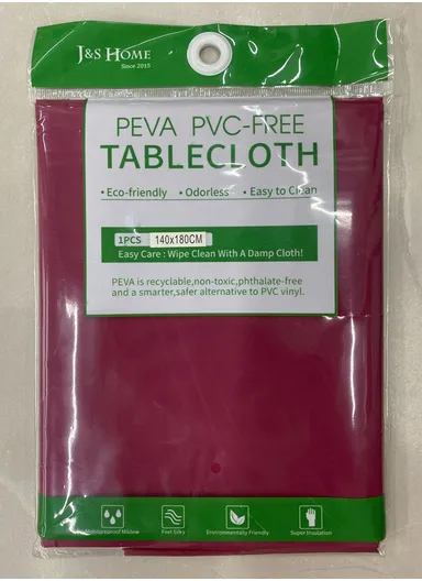 Waterproof &amp; Easy To Wash PEVA Tablecloth For Dining Table (L140 x W180)cm- Burgundy