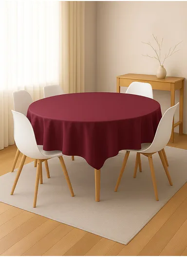 Waterproof &amp; Easy To Wash PEVA Tablecloth For Dining Table (L180 x W180)cm- Burgundy