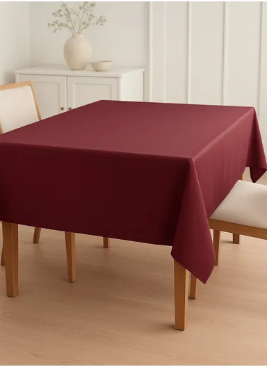 Waterproof &amp; Easy To Wash PEVA Tablecloth For Dining Table (L180 x W180)cm- Burgundy
