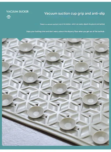68x38cm Anti Bacterial Oval TPE Mat With Anti Slip Suction Cups for Bathroom Floor - Burgundy