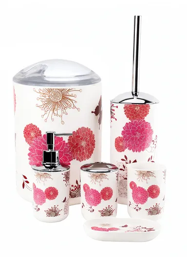 6 Pcs ABS Luxurious Bathroom Accessories Set JS-8033 - Hydrangea