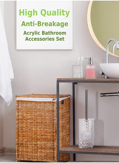 5 Pcs Acrylic Luxurious Bathroom Accessories Set JS5001 - Pink