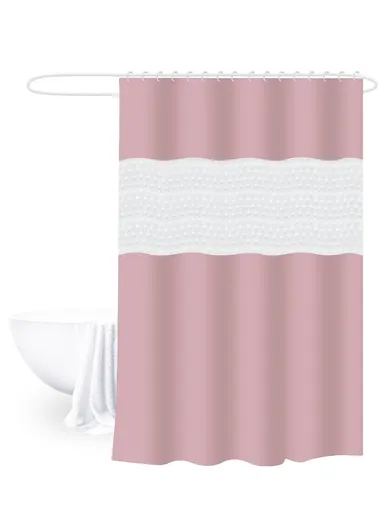 180x200cm EVA+PE 3D Leaf Pattern Shower Curtain For Bathrooms - Light Pink
