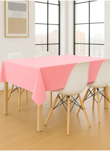 Waterproof &amp; Easy To Wash PEVA Tablecloth For Dining Table (L140 x W180)cm- Light Pink