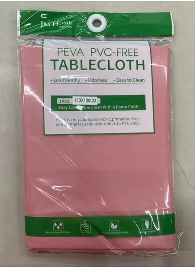 Waterproof &amp; Easy To Wash PEVA Tablecloth For Dining Table (L140 x W180)cm- Light Pink