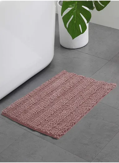 45x70 cm Chenille Bathroom Rug Mat, Thick &amp; thin, Absorbent Bath Rug Non-Slip Soft Plush Shaggy Bath Carpet Machine Wash Mats - Light Pink
