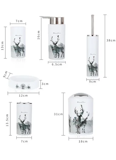 6 Pcs ABS Luxurious Bathroom Accessories Set 3318 - Flower Birds