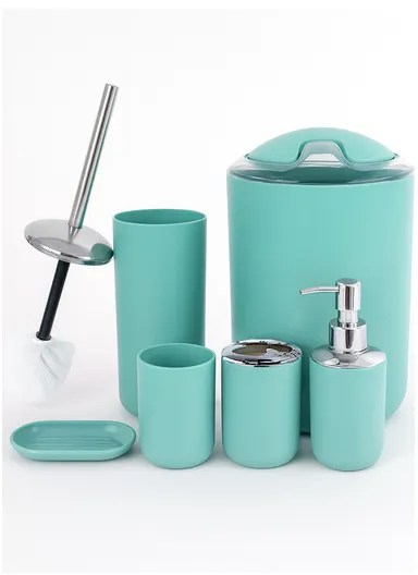 6 Pcs ABS Luxurious Bathroom Accessories Set JS-8033 - Aqua Blue