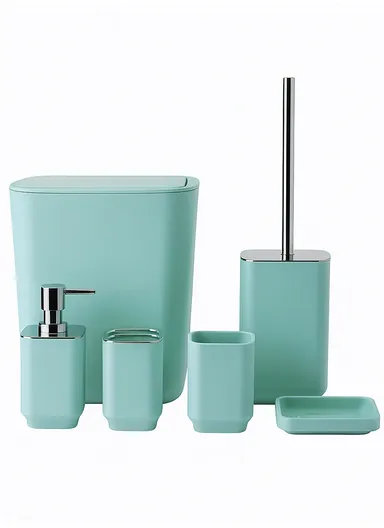 6 Pcs ABS Luxurious Bathroom Accessories Set 7001 - Aqua Blue