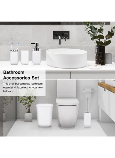 6 Pcs ABS Luxurious Bathroom Accessories Set 7001 - Aqua Blue