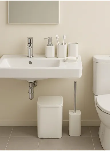 6 Pcs ABS Luxurious Bathroom Accessories Set 7001 - Aqua Blue