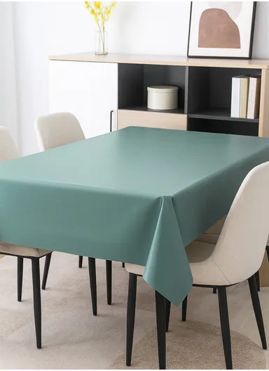 Waterproof &amp; Easy To Wash PEVA Tablecloth For Dining Table (L140 x W180)cm- Light Blue