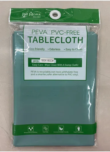 Waterproof &amp; Easy To Wash PEVA Tablecloth For Dining Table (L140 x W180)cm- Light Blue