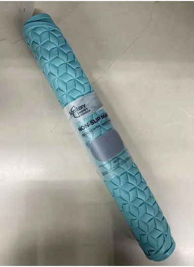 68x38cm Anti Bacterial Oval TPE Mat With Anti Slip Suction Cups for Bathroom Floor - Blue