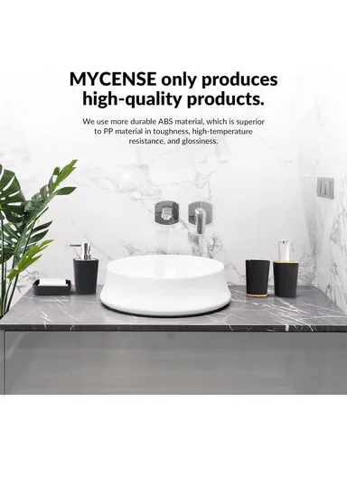 6 Pcs ABS Luxurious Bathroom Accessories Set With Bamboo Cover 7002 - Green