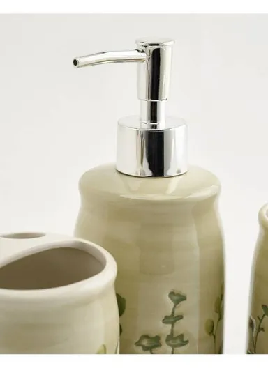 4Pcs Countertop Organizing Ceramic Bathroom Accessories Set JS185680 - Green