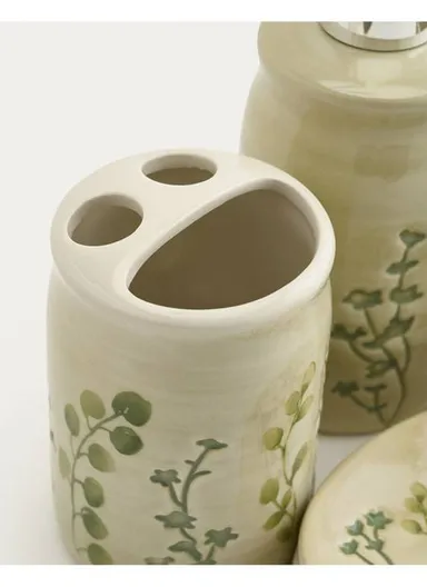 4Pcs Countertop Organizing Ceramic Bathroom Accessories Set JS185680 - Green