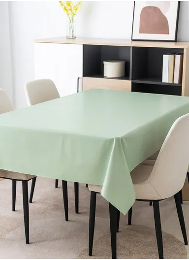 Waterproof &amp; Easy To Wash PEVA Tablecloth For Dining Table (L140 x W180)cm- Green