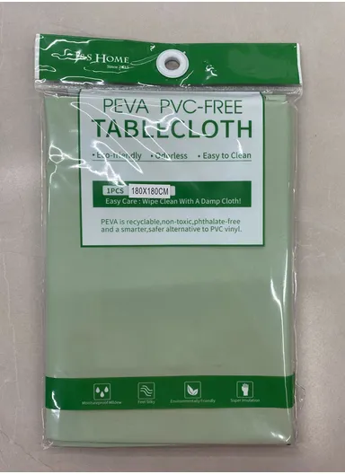 Waterproof &amp; Easy To Wash PEVA Tablecloth For Dining Table (L180 x W180)cm- Light Green