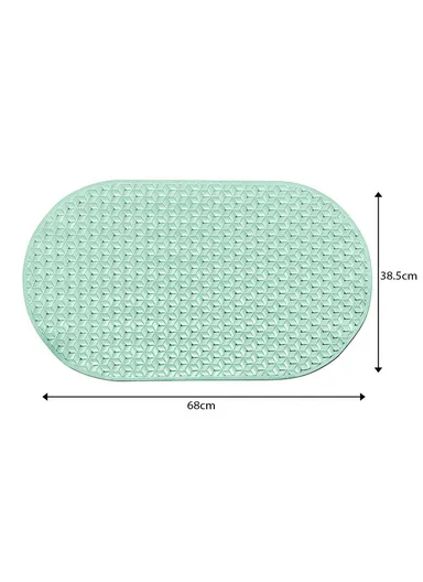 68x38cm Anti Bacterial Oval TPE Mat With Anti Slip Suction Cups for Bathroom Floor - Green