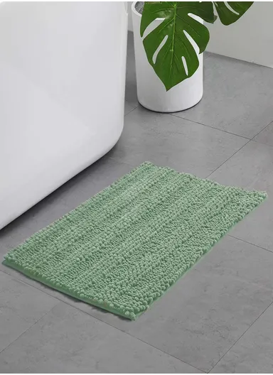 45x70 cm Chenille Bathroom Rug Mat, Thick &amp; thin, Absorbent Bath Rug Non-Slip Soft Plush Shaggy Bath Carpet Machine Wash Mats - Morandi Green