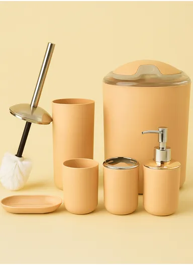 6 Pcs ABS Luxurious Bathroom Accessories Set JS-8033 - Yellow 