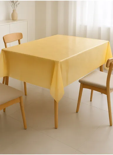 Waterproof &amp; Easy To Wash PEVA Tablecloth For Dining Table (L140 x W180)cm- Yellow