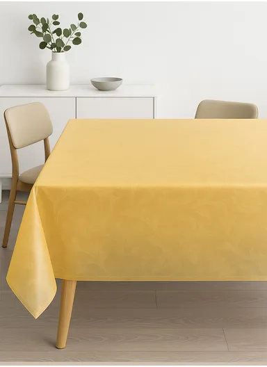 Waterproof &amp; Easy To Wash PEVA Tablecloth For Dining Table (L140 x W180)cm- Yellow